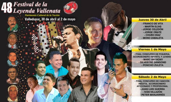 Marc Anthony y Juan Luis Guerra estarán en el Festival Vallenato